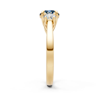 Alexandrite Three Round Cut Stone Ring