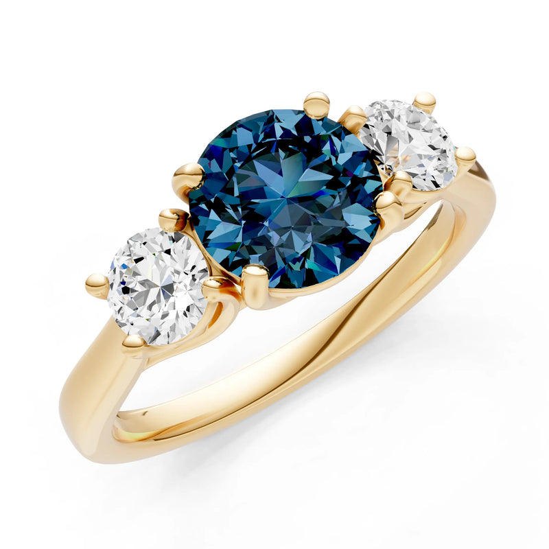 Three Round Cut Gemstone Gold Ring