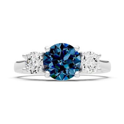 Three Round Cut Gemstone Gold Ring