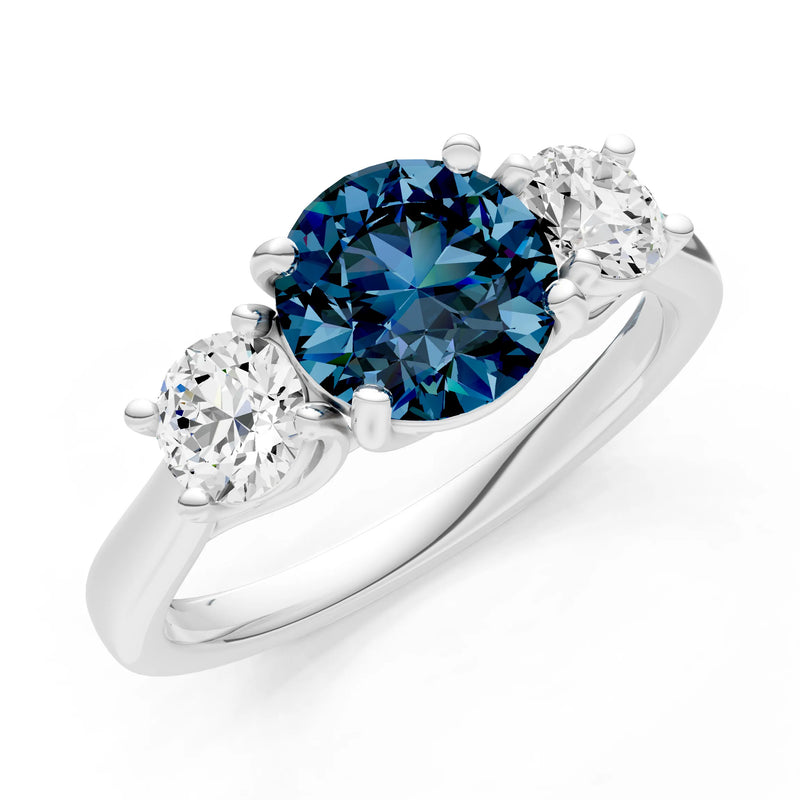 Three Round Cut Gemstone Gold Ring