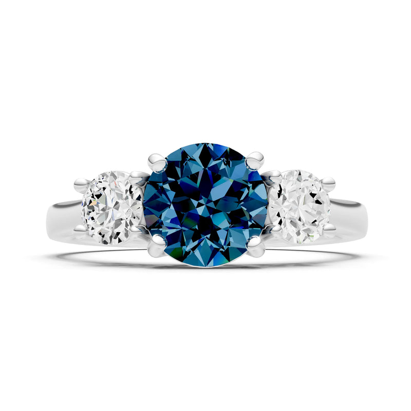 Alexandrite Three Round Cut Stone Ring