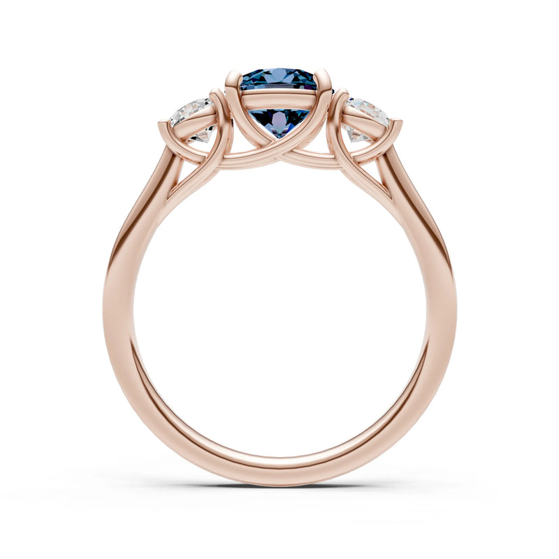 Three Round Cut Gemstone Gold Ring