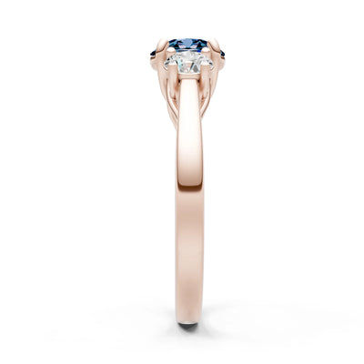 Alexandrite Three Round Cut Stone Ring