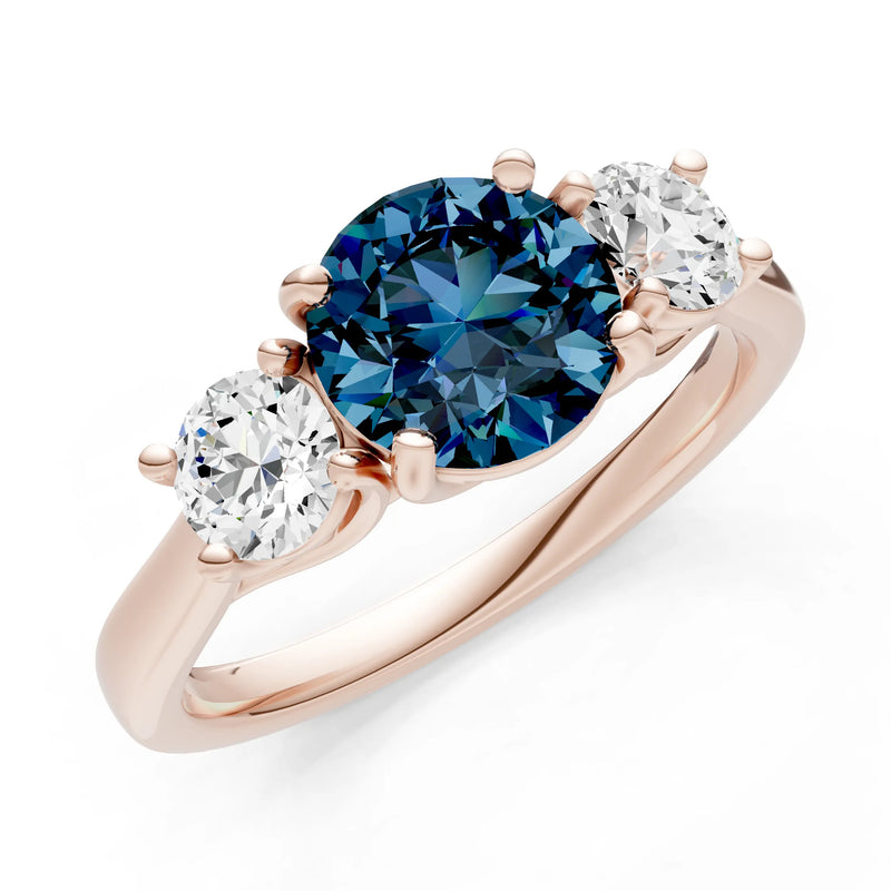 Alexandrite Three Round Cut Stone Ring