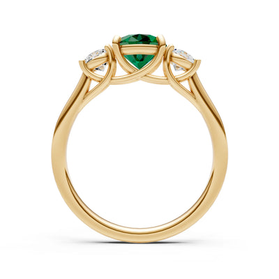 Emerald Three Round Cut Stone Ring