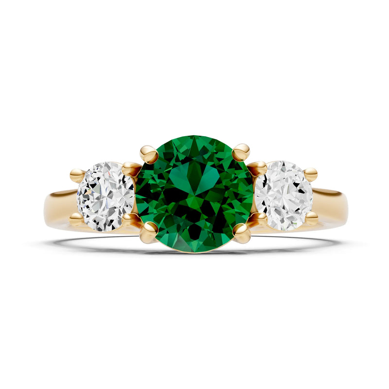 Emerald Three Round Cut Stone Ring