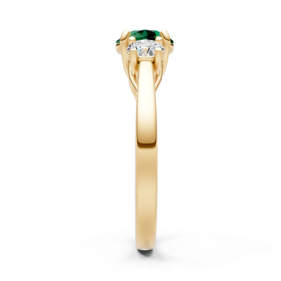 Emerald Three Round Cut Stone Ring