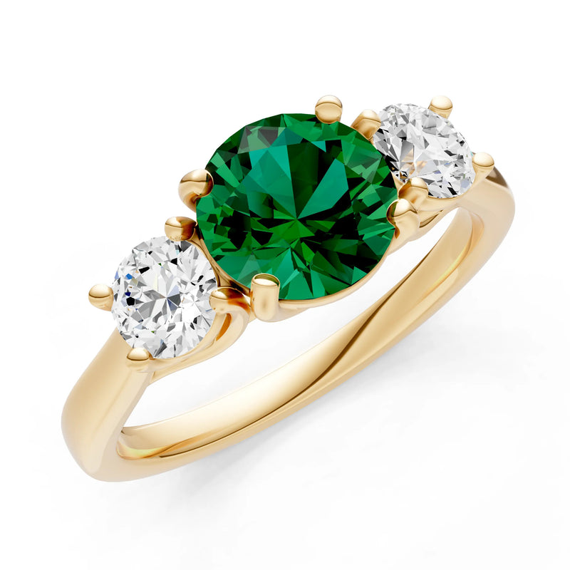 Emerald Three Round Cut Stone Ring