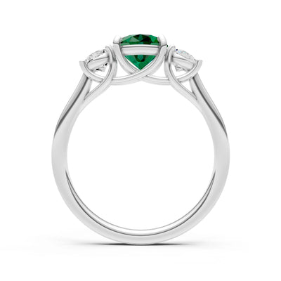 Three Round Cut Gemstone Gold Ring