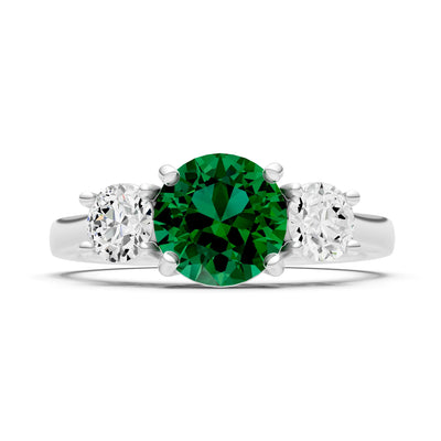 Three Round Cut Gemstone Gold Ring