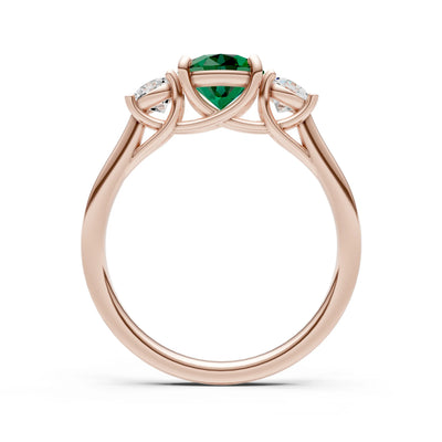 Emerald Three Round Cut Stone Ring