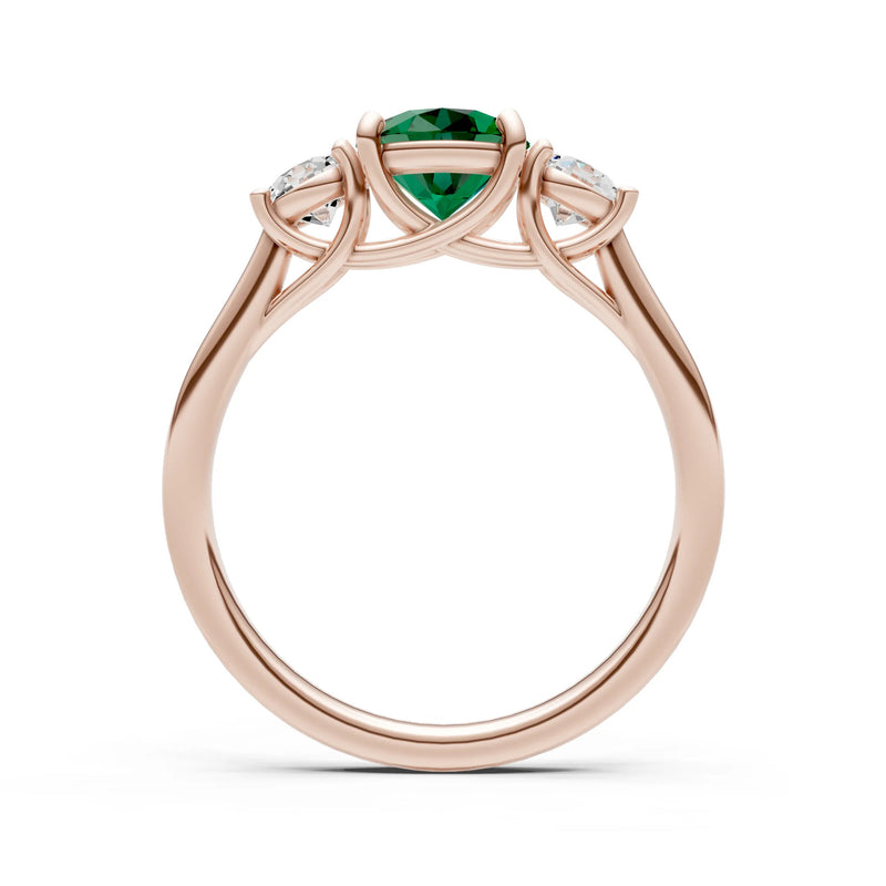Emerald Three Round Cut Stone Ring