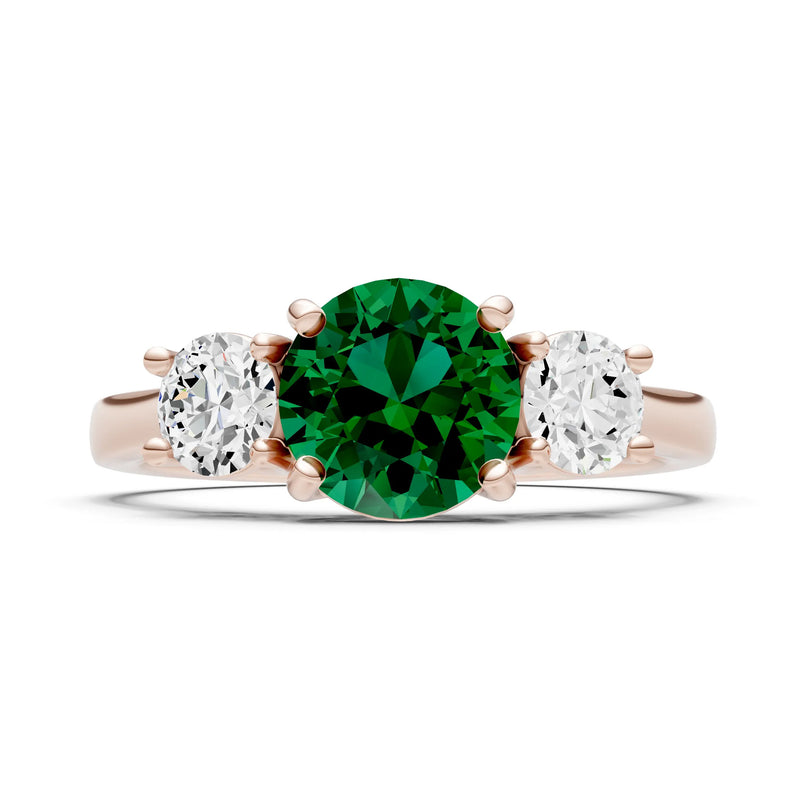 Emerald Three Round Cut Stone Ring