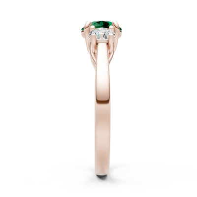 Emerald Three Round Cut Stone Ring