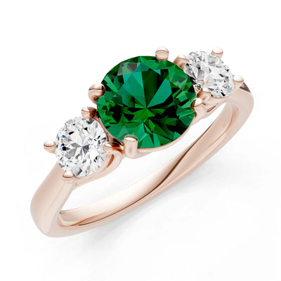 Emerald Three Round Cut Stone Ring