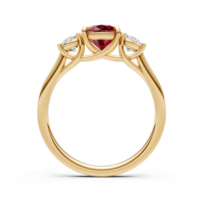 Garnet Three Round Cut Stone Ring