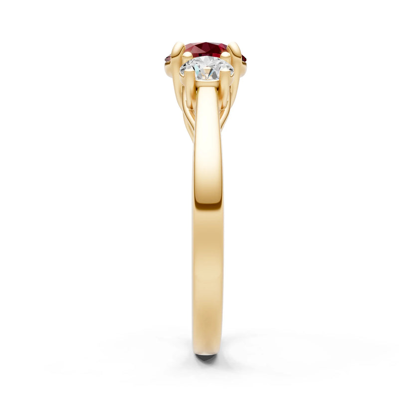 Three Round Cut Gemstone Gold Ring