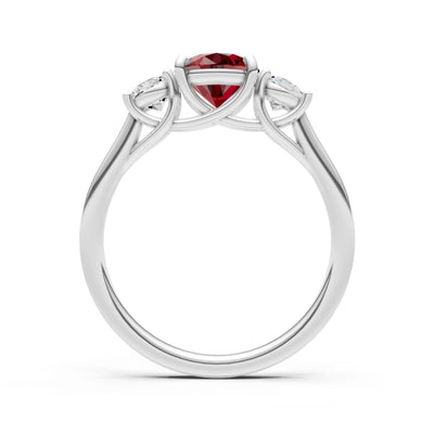 Three Round Cut Gemstone Gold Ring