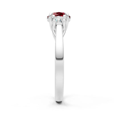 Garnet Three Round Cut Stone Ring