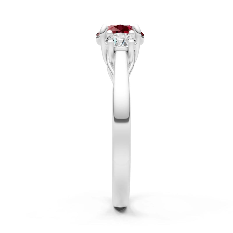 Garnet Three Round Cut Stone Ring