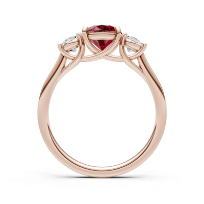 Garnet Three Round Cut Stone Ring