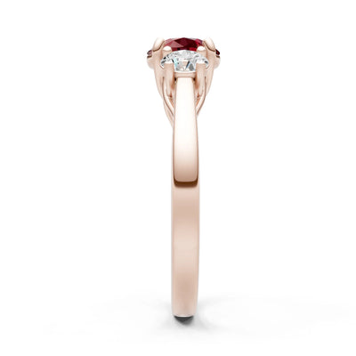 Three Round Cut Gemstone Gold Ring