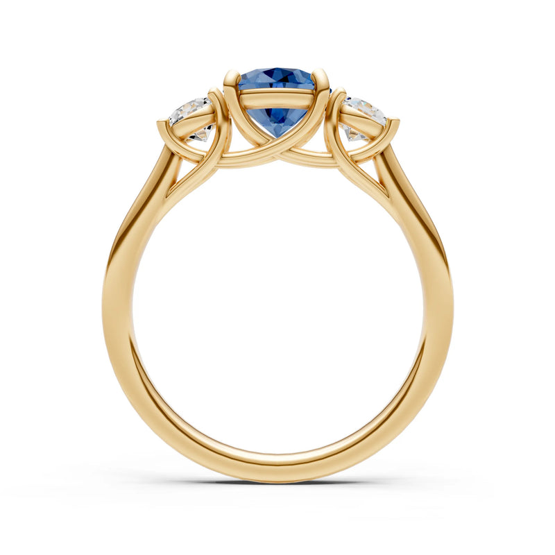Three Round Cut Gemstone Gold Ring