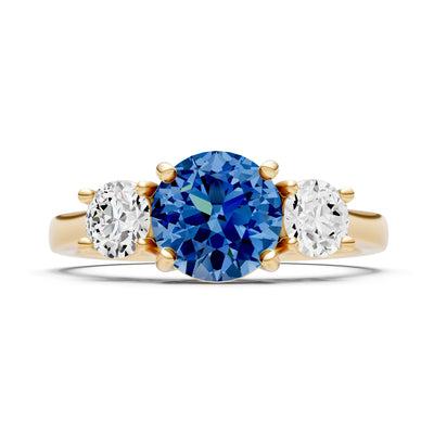 London Blue Topaz Three Round Cut Stone Ring