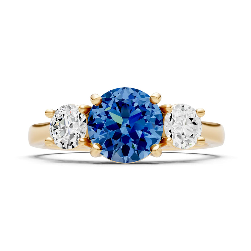 London Blue Topaz Three Round Cut Stone Ring