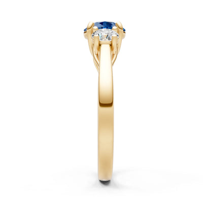 Three Round Cut Gemstone Gold Ring