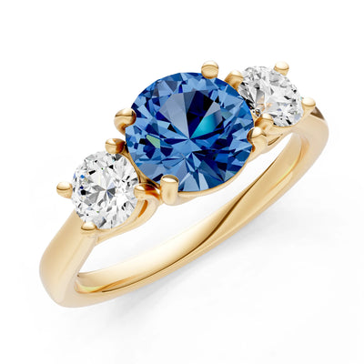 Three Round Cut Gemstone Gold Ring