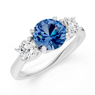 Three Round Cut Gemstone Gold Ring