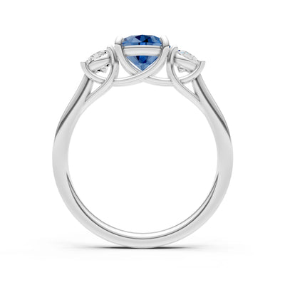 London Blue Topaz Three Round Cut Stone Ring