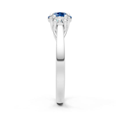 London Blue Topaz Three Round Cut Stone Ring
