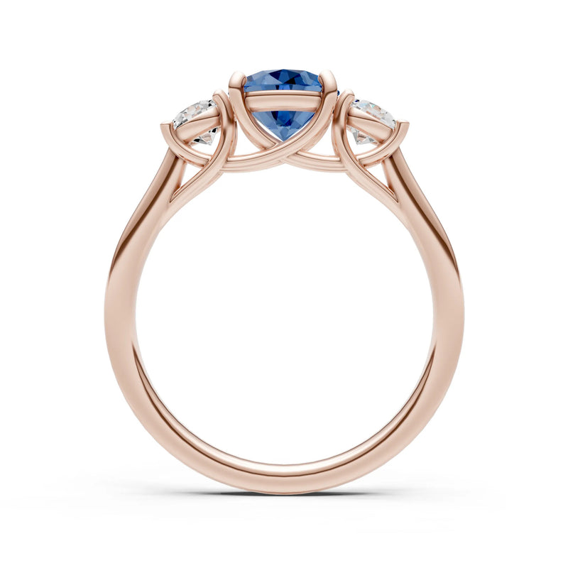 London Blue Topaz Three Round Cut Stone Ring