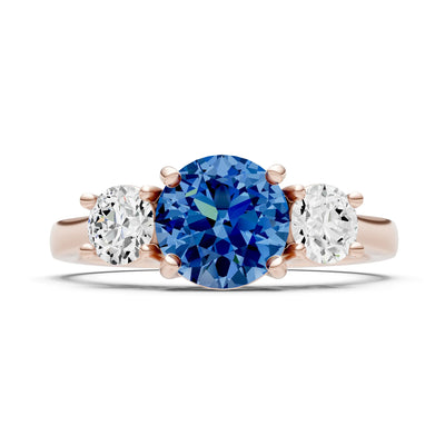 London Blue Topaz Three Round Cut Stone Ring