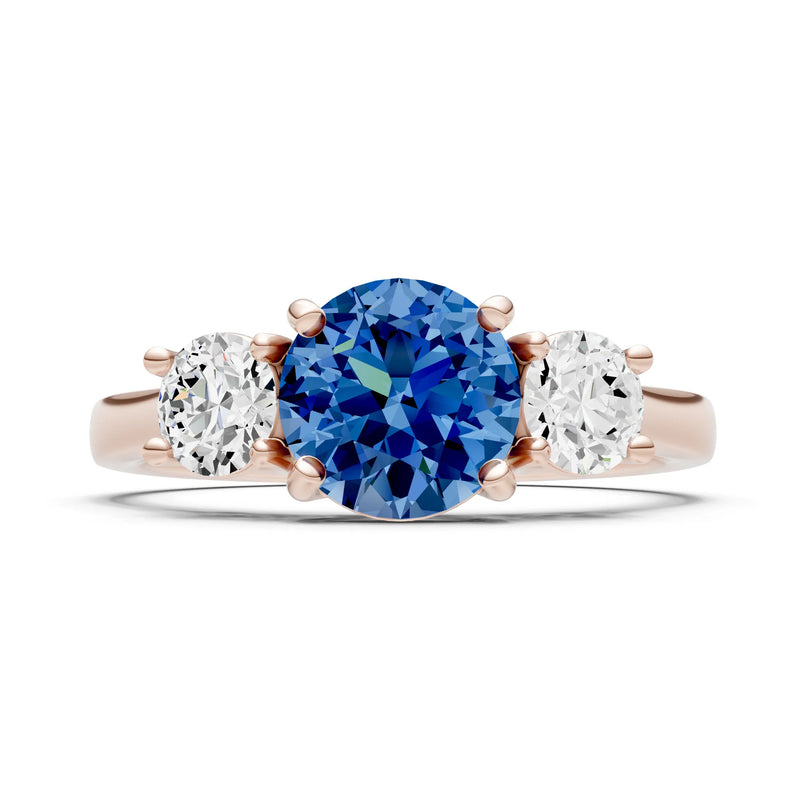 London Blue Topaz Three Round Cut Stone Ring