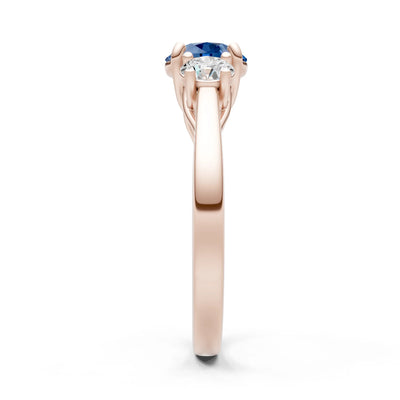 London Blue Topaz Three Round Cut Stone Ring