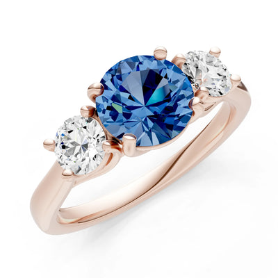 Three Round Cut Gemstone Gold Ring