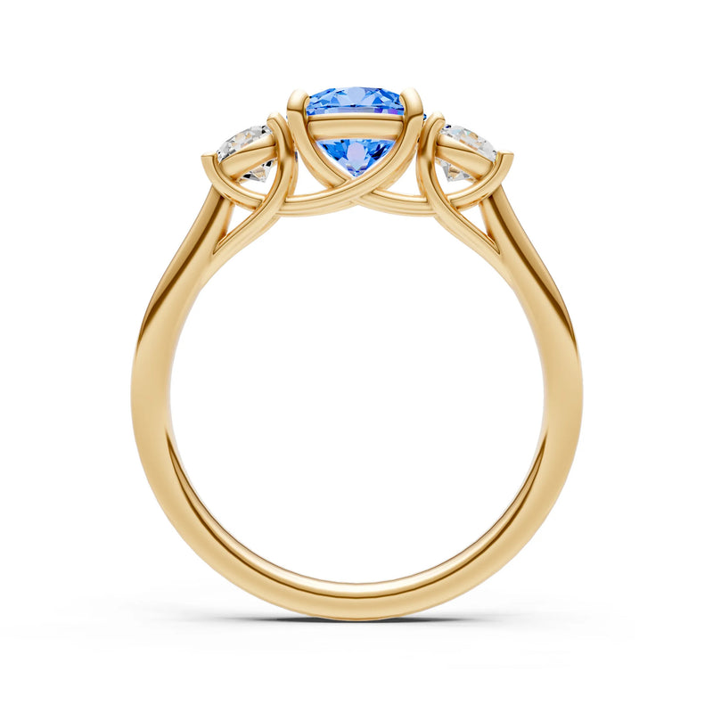 Three Round Cut Gemstone Gold Ring