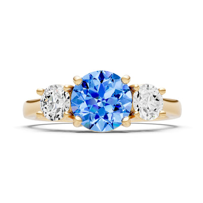 Three Round Cut Gemstone Gold Ring