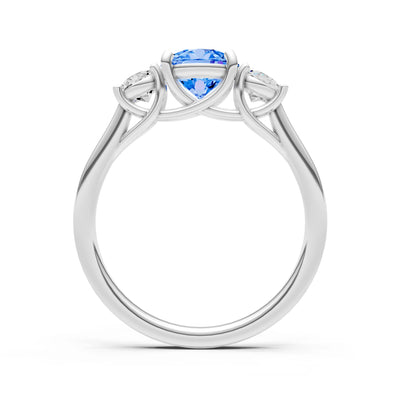 Three Round Cut Gemstone Gold Ring