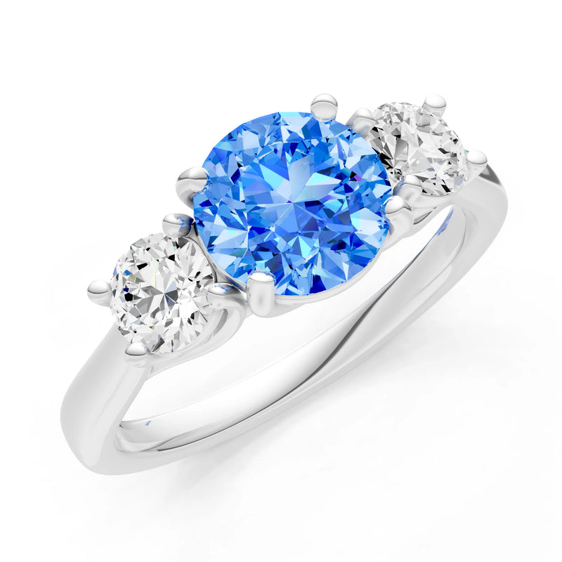Three Round Cut Gemstone Gold Ring