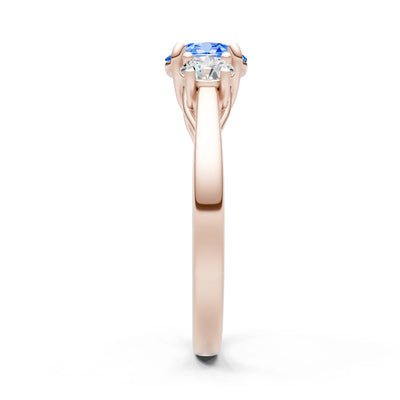 Swiss Blue Topaz Three Round Cut Stone Ring