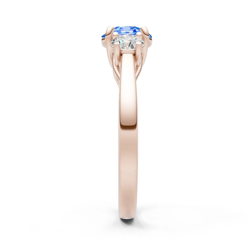 Swiss Blue Topaz Three Round Cut Stone Ring