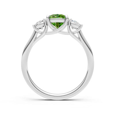 Peridot Three Round Cut Stone Ring