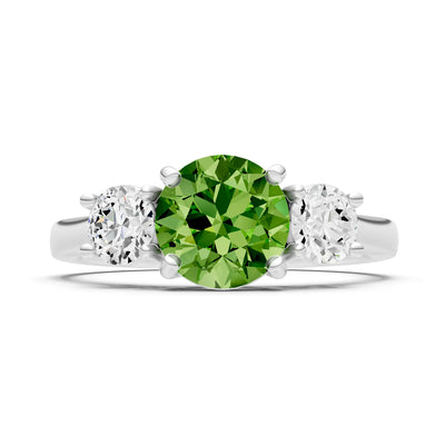 Peridot Three Round Cut Stone Ring