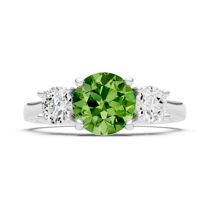 Peridot Three Round Cut Stone Ring