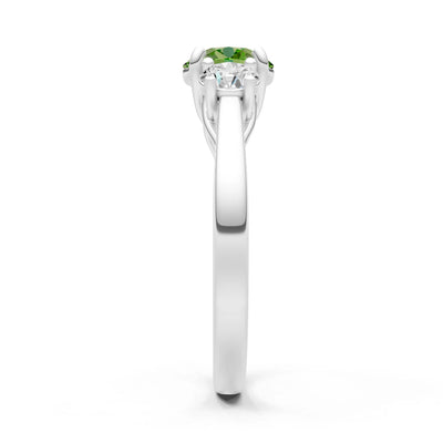 Peridot Three Round Cut Stone Ring