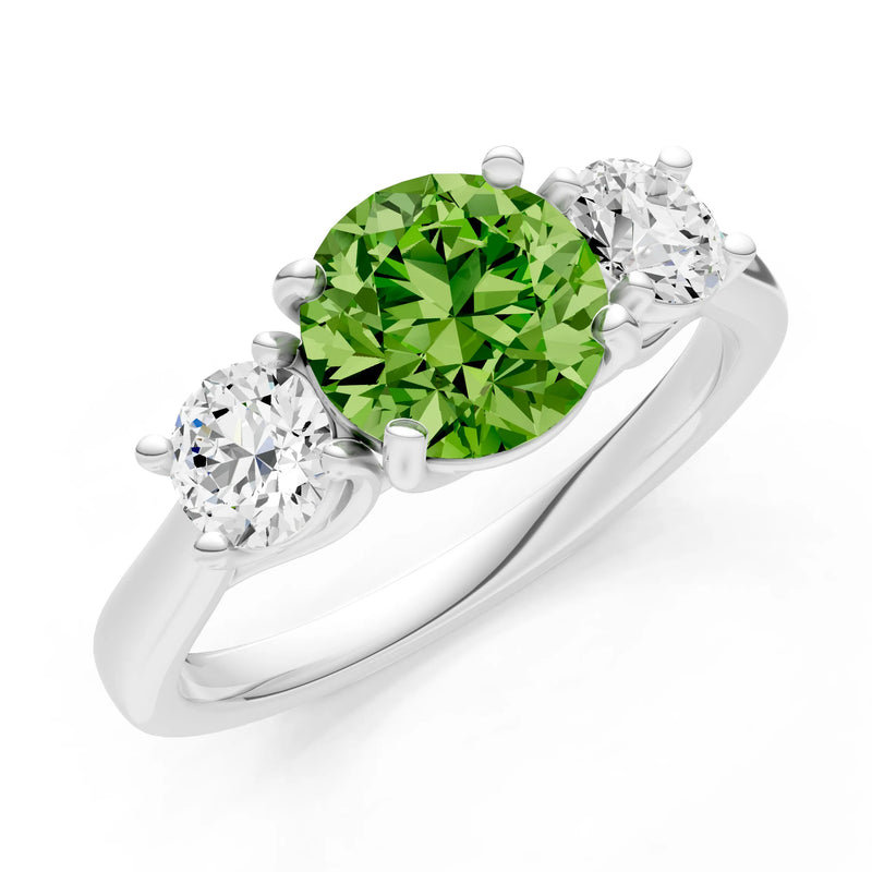 Peridot Three Round Cut Stone Ring
